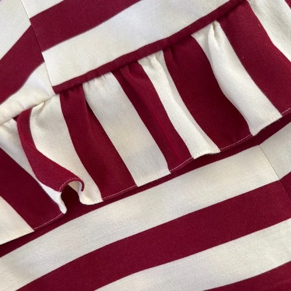 Striped Burgundy and White Red Valentino Mini Romper - Picture 2 of 4